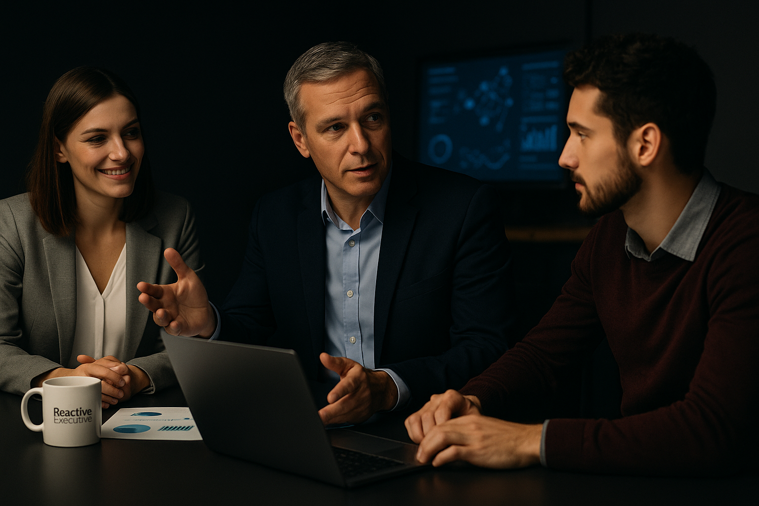 Directeur des systèmes d’information de transition en réunion avec la direction générale, pilotant la transformation digitale d’une PME